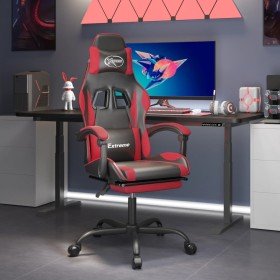 Silla gaming con reposapiés cuero sintético negro rojo en Sillas gaming | Comprar online en Foru.es