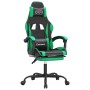 Silla gaming con reposapiés cuero sintético negro verde en Sillas gaming | Comprar online en Foru.es