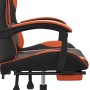 Silla gaming con reposapiés cuero sintético negro naranja en Sillas gaming | Comprar online en Foru.es