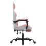 Silla gaming con reposapiés cuero sintético blanco y rosa en Sillas gaming | Comprar online en Foru.es