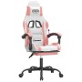 Silla gaming con reposapiés cuero sintético blanco y rosa en Sillas gaming | Comprar online en Foru.es
