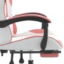 Silla gaming con reposapiés cuero sintético blanco y rosa en Sillas gaming | Comprar online en Foru.es