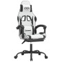 Silla gaming con reposapiés cuero sintético blanco negro en Sillas gaming | Comprar online en Foru.es