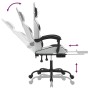 Silla gaming con reposapiés cuero sintético blanco negro en Sillas gaming | Comprar online en Foru.es