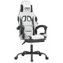 Silla gaming con reposapiés cuero sintético blanco negro en Sillas gaming | Comprar online en Foru.es