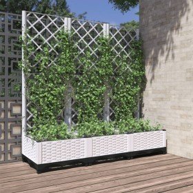Jardinera de jardín con enrejado blanco 120x40x121,5 cm PP en Macetas y jardineras | Comprar online en Foru.es