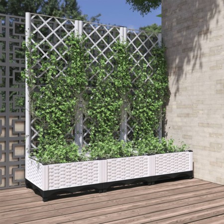 Jardinera de jardín con enrejado blanco 120x40x121,5 cm PP en Macetas y jardineras | Comprar online en Foru.es