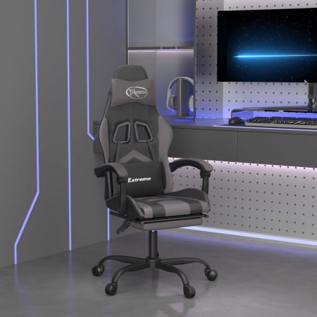 Silla gaming con reposapiés cuero sintético negro gris en Sillas gaming | Comprar online en Foru.es