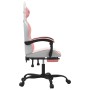 Silla gaming con reposapiés cuero sintético blanco y rosa en Sillas gaming | Comprar online en Foru.es