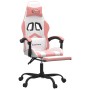 Silla gaming con reposapiés cuero sintético blanco y rosa en Sillas gaming | Comprar online en Foru.es