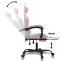 Silla gaming con reposapiés cuero sintético blanco y rosa en Sillas gaming | Comprar online en Foru.es
