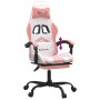 Silla gaming con reposapiés cuero sintético blanco y rosa en Sillas gaming | Comprar online en Foru.es