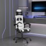 Silla gaming con reposapiés cuero sintético blanco negro en Sillas gaming | Comprar online en Foru.es