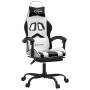 Silla gaming con reposapiés cuero sintético blanco negro en Sillas gaming | Comprar online en Foru.es