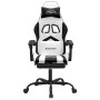Silla gaming con reposapiés cuero sintético blanco negro en Sillas gaming | Comprar online en Foru.es