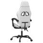 Silla gaming con reposapiés cuero sintético blanco negro en Sillas gaming | Comprar online en Foru.es