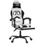 Silla gaming con reposapiés cuero sintético blanco negro en Sillas gaming | Comprar online en Foru.es
