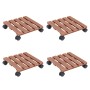 Soportes con ruedas para plantas 4 uds marrón WPC 30x30x7,5 cm en Soportes para macetas | Comprar online en Foru.es