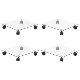 Soportes ruedas plantas 4 uds cuadrado vidrio templado 35x35 cm en Soportes para macetas | Comprar online en Foru.es