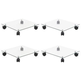 Soportes ruedas plantas 4 uds cuadrado vidrio templado 35x35 cm en Soportes para macetas | Comprar online en Foru.es