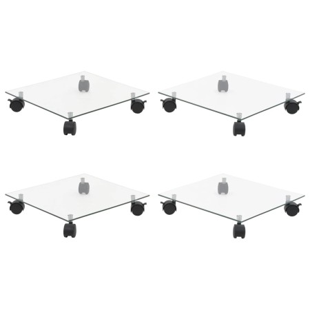 Soportes ruedas plantas 4 uds cuadrado vidrio templado 35x35 cm en Soportes para macetas | Comprar online en Foru.es