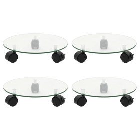 Soportes ruedas plantas 4 uds redondo vidrio templado 28 cm en Soportes para macetas | Comprar online en Foru.es