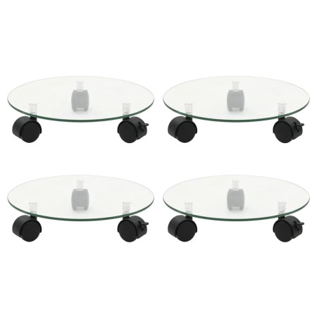 Soportes ruedas plantas 4 uds redondo vidrio templado 28 cm en Soportes para macetas | Comprar online en Foru.es