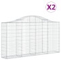 Cestas de gaviones 2 uds forma de arco hierro 200x30x100/120 cm en Macetas y jardineras | Comprar online en Foru.es