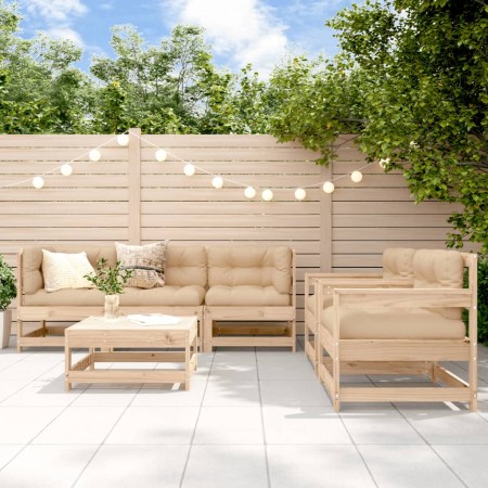 Juego de muebles de jardín 6 piezas y cojines madera maciza de vidaXL, Conjuntos de jardín - Ref: Foro24-3185815, Precio: 469...