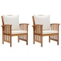 Sillas de jardín con cojines 2 unidades madera maciza acacia de vidaXL, Sillas de jardín - Ref: Foro24-310257, Precio: 189,57...