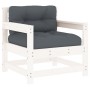 Juego de muebles jardín 7 piezas y cojines madera maciza blanco de vidaXL, Conjuntos de jardín - Ref: Foro24-3185830, Precio:...