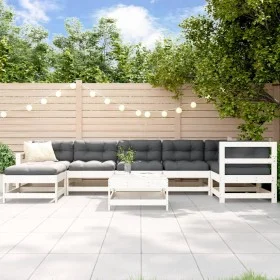 Juego de muebles jardín 8 pzas y cojines madera maciza blanco de vidaXL, Conjuntos de jardín - Ref: Foro24-3185886, Precio: 6...