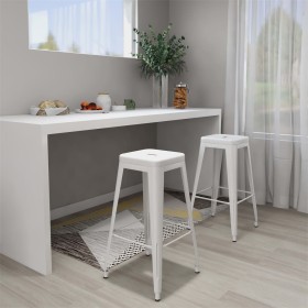 Taburetes de bar apilables 2 unidades de metal blanco de vidaXL, Taburetes de cocina - Ref: Foro24-248148, Precio: 189,11 €, ...