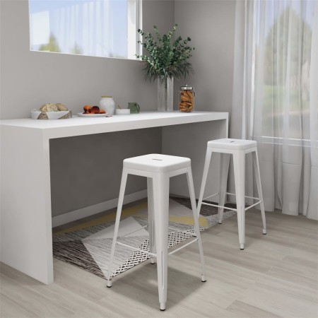 Taburetes de bar apilables 2 unidades de metal blanco de vidaXL, Taburetes de cocina - Ref: Foro24-248148, Precio: 189,11 €, ...