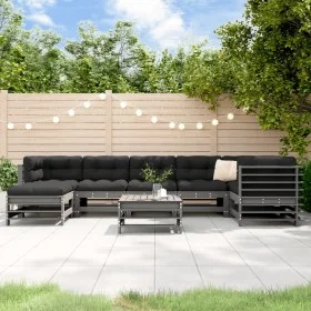 Garden furniture set 8 pieces and gray solid wood cushions by vidaXL, Garden sets - Ref: Foro24-3185880, Price: 872,91 €, Dis...