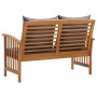 Banco de jardín con cojines 119 cm madera maciza de acacia de vidaXL, Bancos de jardín - Ref: Foro24-310261, Precio: 172,82 €...