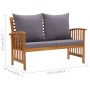 Banco de jardín con cojines 119 cm madera maciza de acacia de vidaXL, Bancos de jardín - Ref: Foro24-310261, Precio: 172,82 €...
