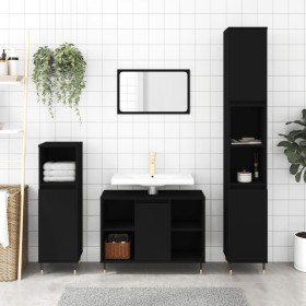 Juego de muebles de baño 3 pzas madera contrachapada negro de vidaXL, Muebles de baño - Ref: Foro24-3190292, Precio: 188,81 €...