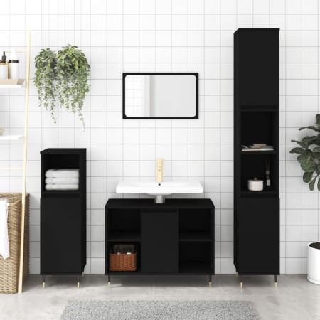 Juego de muebles de baño 3 pzas madera contrachapada negro de vidaXL, Muebles de baño - Ref: Foro24-3190292, Precio: 188,81 €...