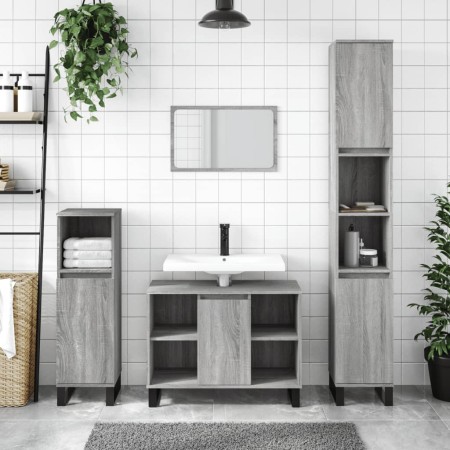 Set de muebles de baño 3 pzas madera contrachapada gris sonoma de vidaXL, Muebles de baño - Ref: Foro24-3190313, Precio: 189,...
