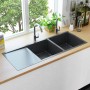 Fregadero de cocina hecho a mano acero inoxidable negro de vidaXL, Fregaderos - Ref: Foro24-145087, Precio: 275,21 €, Descuen...