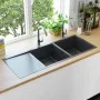 Handgefertigte Küchenspüle aus schwarzem Edelstahl von vidaXL, Sinkt - Ref: Foro24-145087, Preis: 270,06 €, Rabatt: %