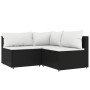 Set de muebles de jardín 3 pzas y cojines ratán sintético negro de vidaXL, Sofás de exterior - Ref: Foro24-319732, Precio: 24...