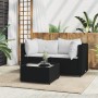 Set de muebles de jardín 3 pzas y cojines ratán sintético negro de vidaXL, Sofás de exterior - Ref: Foro24-319731, Precio: 22...