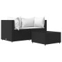 Set de muebles de jardín 3 pzas y cojines ratán sintético negro de vidaXL, Sofás de exterior - Ref: Foro24-319731, Precio: 22...