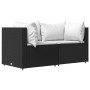 Set de muebles de jardín 3 pzas y cojines ratán sintético negro de vidaXL, Sofás de exterior - Ref: Foro24-319731, Precio: 22...
