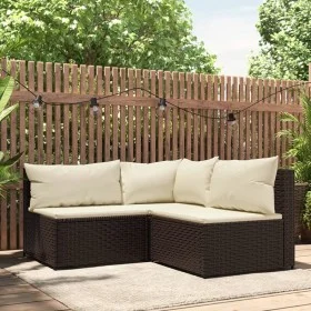 Garden furniture set 3 pieces and brown synthetic rattan cushions by vidaXL, Outdoor sofas - Ref: Foro24-319748, Price: 251,7...