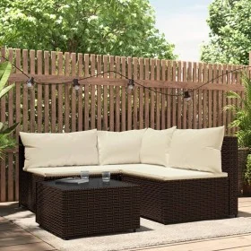 4-piece garden furniture set and brown synthetic rattan cushions by vidaXL, Outdoor sofas - Ref: Foro24-319749, Price: 361,08...