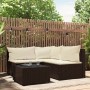 Set muebles de jardín 4 piezas y cojines ratán sintético marrón de vidaXL, Sofás de exterior - Ref: Foro24-319749, Precio: 36...