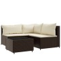 Set muebles de jardín 4 piezas y cojines ratán sintético marrón de vidaXL, Sofás de exterior - Ref: Foro24-319749, Precio: 36...